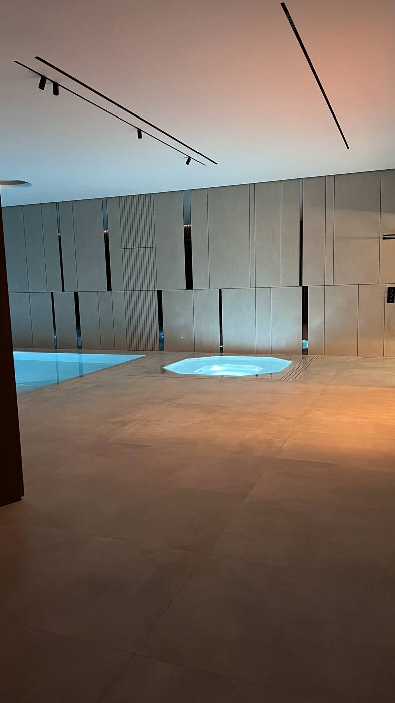 Indoor pool and spa in a private residence